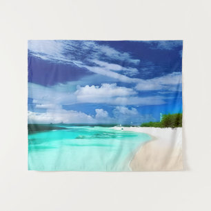 Tapiz Playa caribeña con un profundo cielo azul
