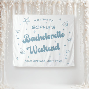 Tapiz Playa Costera Retro Dusty Blue Bachelorette