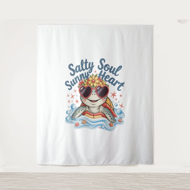 Tapiz Playa de Verano de Flores de Tortuga (Anverso)