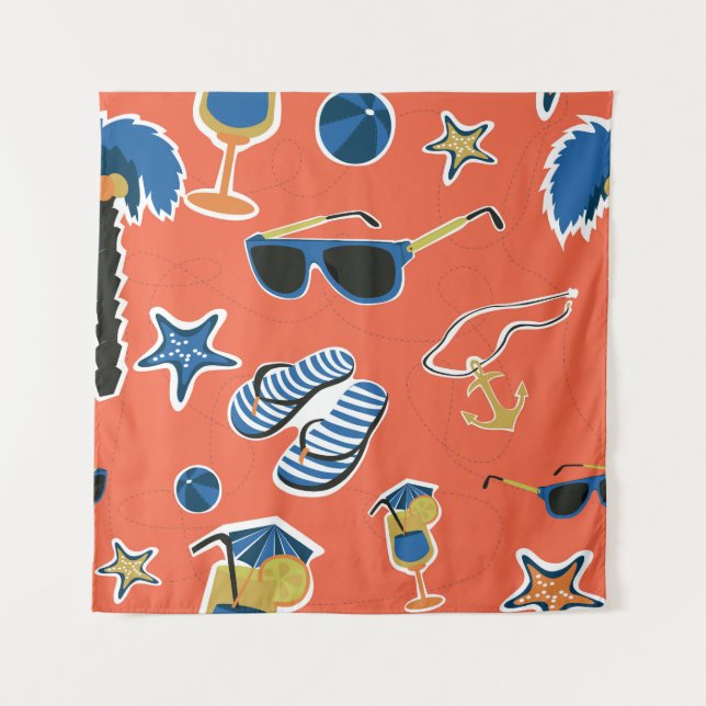 Tapiz Playa de Verano: Relajante Patrón Sin Mar. (Anverso)