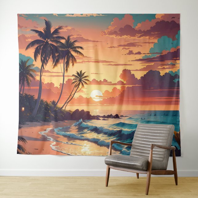 Tapiz Playa Tropical Sunset Grande (In situ (horizontal))