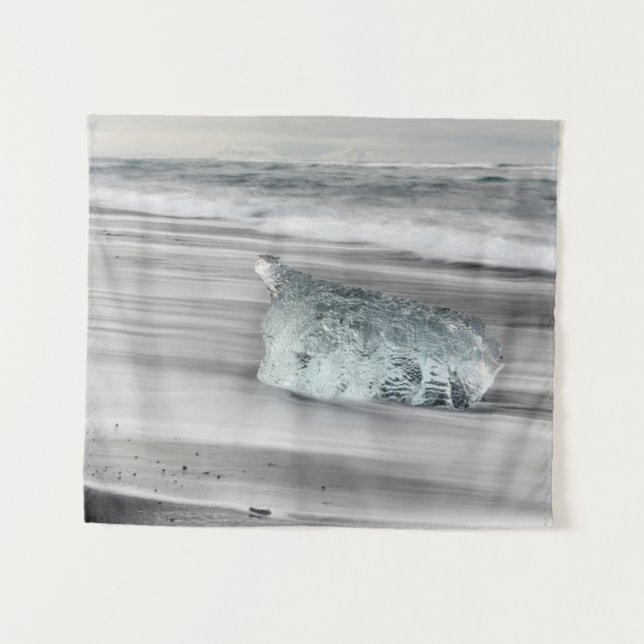 Tapiz Playa volcánica negra | Parque nacional Vatnajokul (Anverso (horizontal))