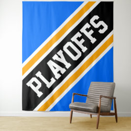 Tapiz PLAYOFFS Azul Brillante Negro Franjas Naranjas Fon