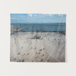 Tapiz Plaza de Comercio desde arriba en Lisboa, Portugal