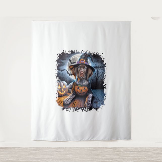 Tapiz Plaza de Halloween del perro puntero (Anverso)