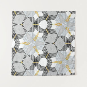 Tapiz Plaza hexagonal colorida: caleidoscopio geométrico