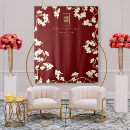Tapiz Plum Blossoms Double Xi Chinese Wedding Backdrop
