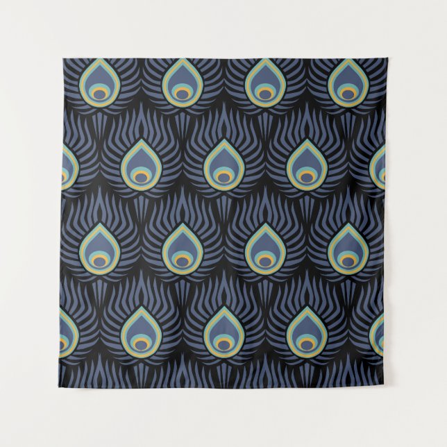 Tapiz Pluma de pavo real: Patrón elegante. (Anverso)