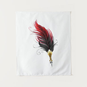 Tapiz Pluma de plumas rojas con nido de oro