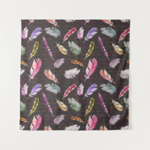 Tapiz Plumas de pájaro y nota manuscrita. Mar acuático