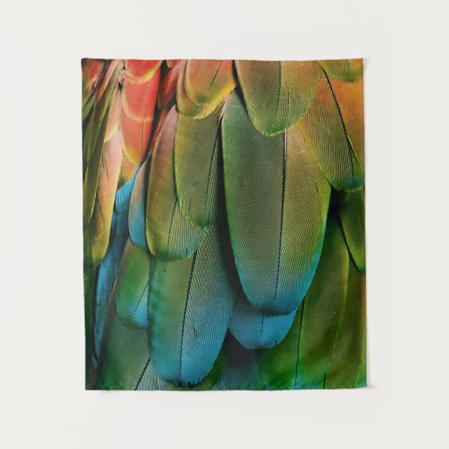 Tapiz plumas verdes y azules (Anverso)
