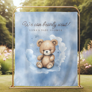Tapiz Podemos Esperar El Fondo Baby Shower Azul Claro