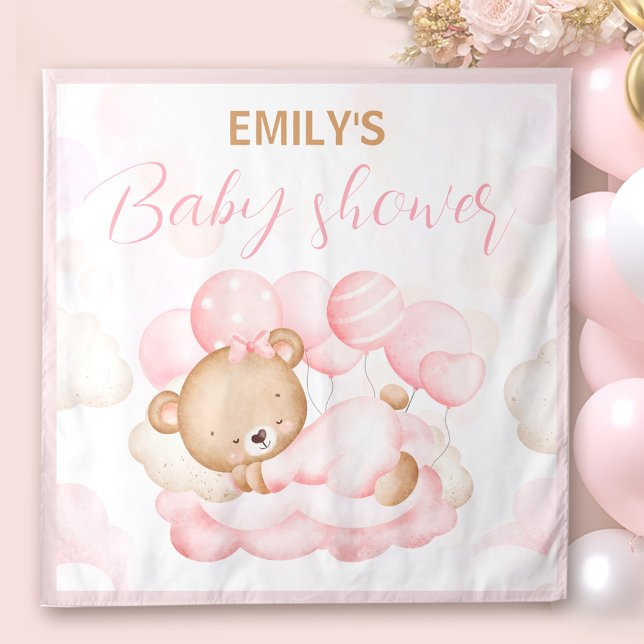 Tapiz Podemos esperar temprano Chica ducha bebé fondo (We Can Bearly Wait Girl Baby shower Backdrop)