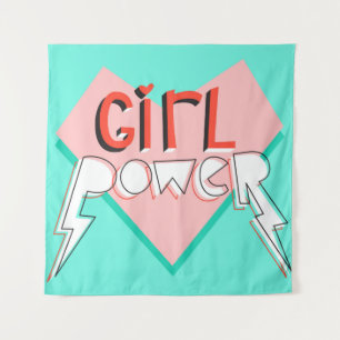 Tapiz Poder chica. Diseño lindo con eslogan gráfico bril