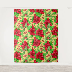 Tapiz Poinsettia y la acuarela de las bayas