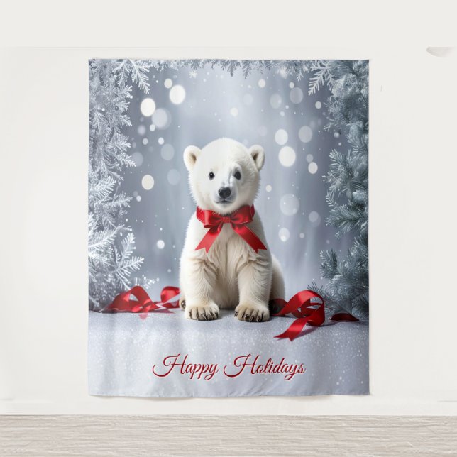 Tapiz Polar Bear Holiday Backdrop (Anverso)