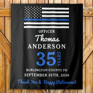 Tapiz Police Retirement Personalized Thin Blue Line Flag