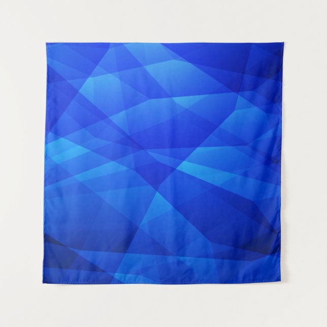 Tapiz Poligonal abstracto de AZUL oscuro. Geométrico tri (Anverso)