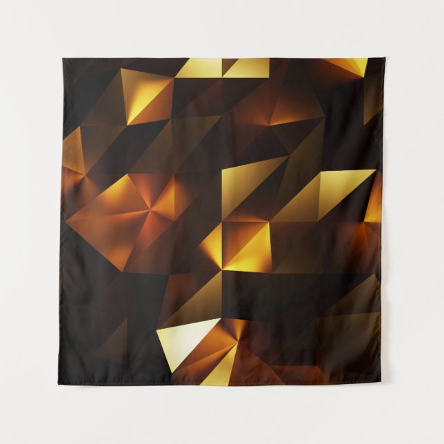 Tapiz Polígono dorado: representación abstracta 3D (Anverso)
