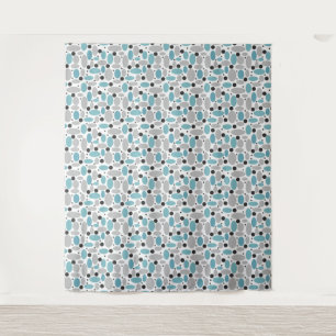 Tapiz polka azul frijol gris punto patrón retro decoraci