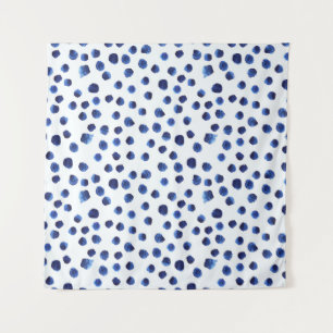 Tapiz Polka Azul: Punto acuarela sin inconvenientes.