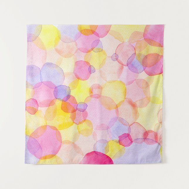 Tapiz Polka Dot Splash: Colorida acuarela (Anverso)