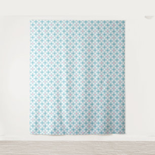 Tapiz Polka pega retro azul rosado blanco