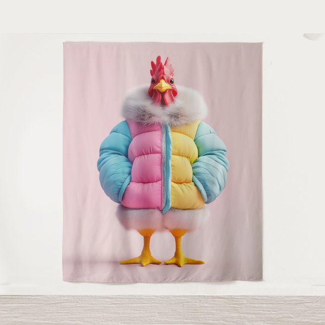 Tapiz Pollo con estilo en chaqueta acolchada de invierno (Anverso)