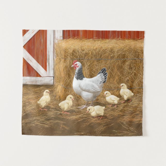 Tapiz Pollo Sussex Mama Hen y Chicas (Anverso (horizontal))