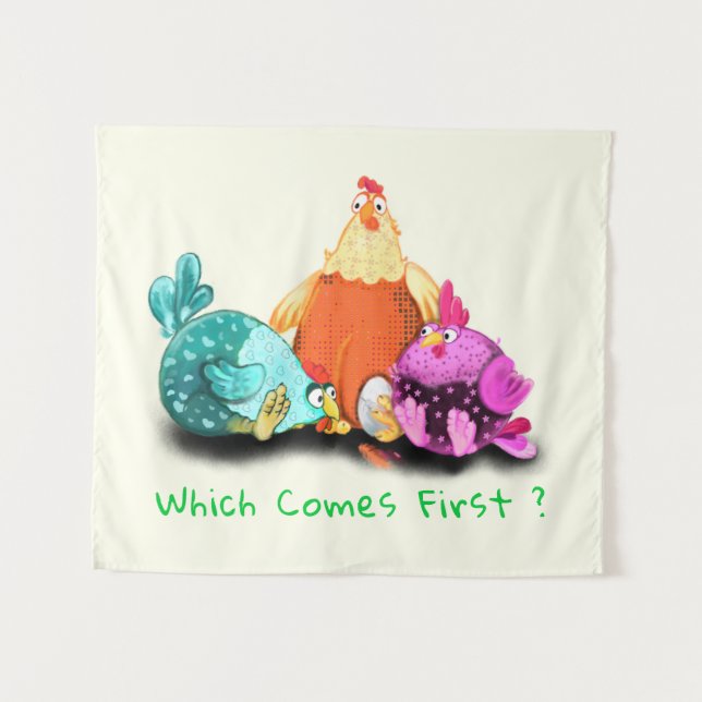 Tapiz Pollos Esperando Huevo Para Cubrir Divertidos Tapi (Anverso (horizontal))