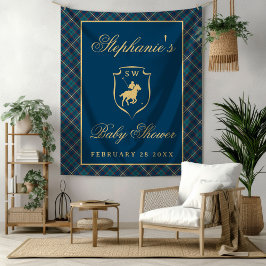 Tapiz Polo Equestrian Classic Plaid Baby Shower Backdrop