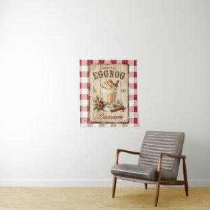 Tapiz Polo Norte de gingham rojo y blanco Eggnog