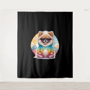 Tapiz Pomerania genial con sudadera arcoíris