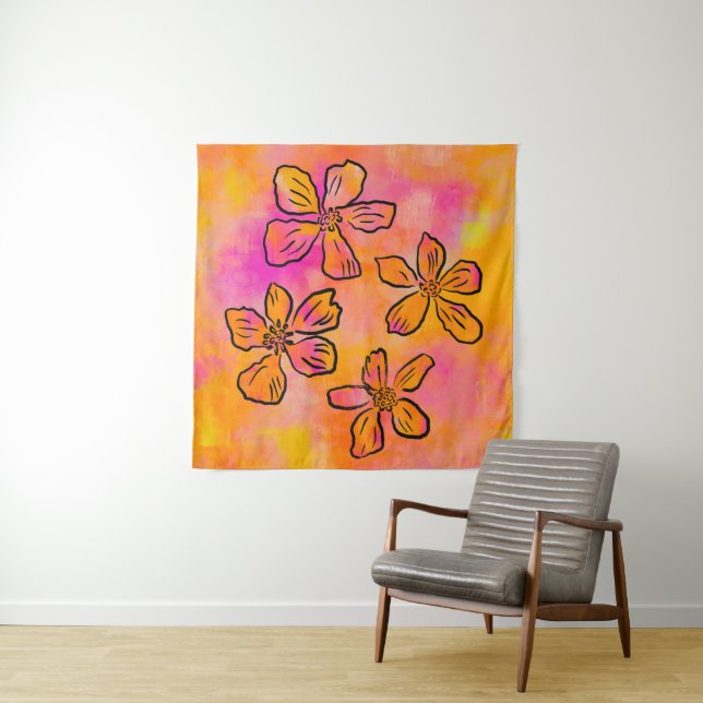 Tapiz Pop Floral Rosa (In situ)