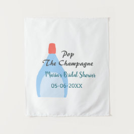 Tapiz Pop la ducha azul de novia Champagne marca la fech