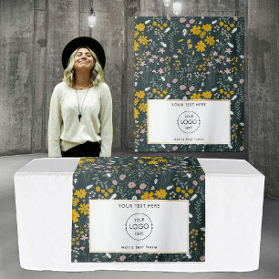 Tapiz Pop Up Shop Table Runner Banner Logo Flores silves