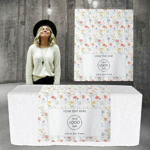 Tapiz Pop Up Shop Table Runner Banner Logo Flores silves