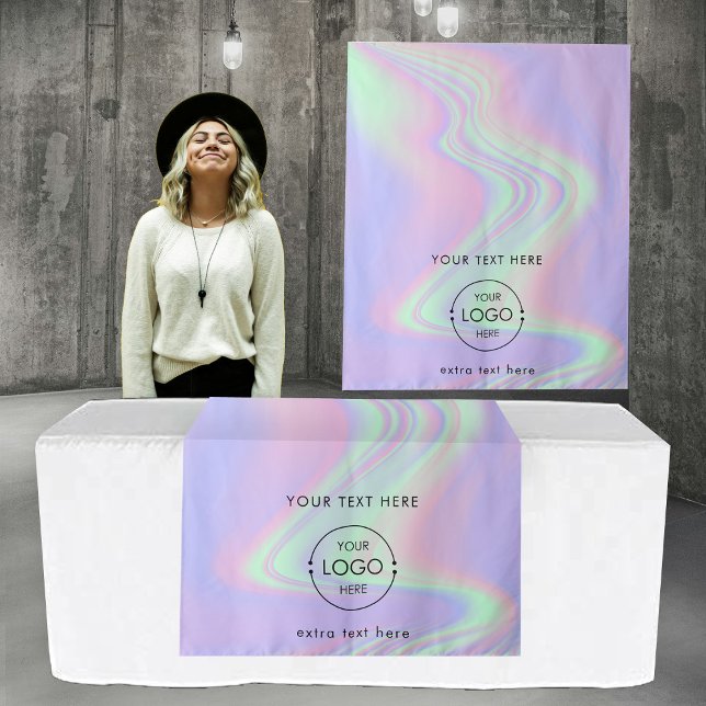 Tapiz Pop Up Shop Table Runner Banner Logo Holographic (Pop Up Shop Table Runner Banner Logo Holographic Tapestry)