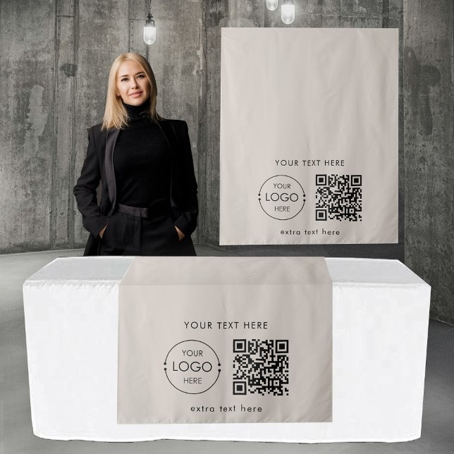 Tapiz Pop Up Shop Table Runner Banner  Logo QR Code (Pop Up Shop Table Runner Banner Logo QR Code Tapestry)