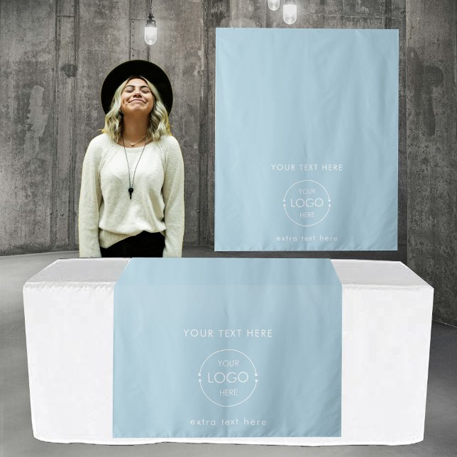 Tapiz Pop Up Shop Table Runner Rótulo Business Logo Azul (Pop Up Shop Table Runner Sign Business Logo Blue Tapestry)