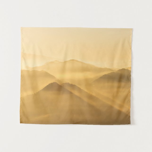 Tapiz Por la mañana niebla colinas capas amanecer (Anverso (horizontal))