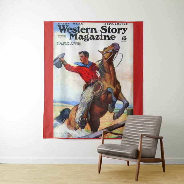 Tapiz Portada de la revista Western Story de 1924. (In situ)