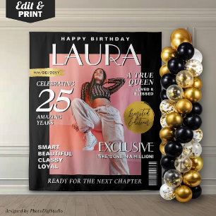 Tapiz Portada de revista personalizada para cumpleaños m