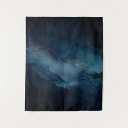 Tapiz Póster abstracto de oro y azul turquesa de marea p