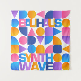 Tapiz Poster arcoiris de Synthwave Bauhaus #1 (rosa-azul