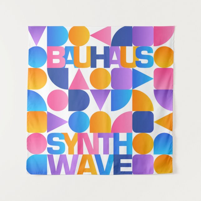 Tapiz Poster arcoiris de Synthwave Bauhaus #1 (rosa-azul (Anverso)