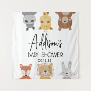 Tapiz Póster de baby shower de animalitos modernos