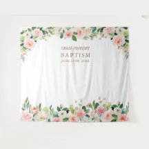 Póster de Bautizo de Flores Rosadas, Evento Religi