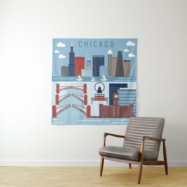 Tapiz Poster de Chicago Illinois (In situ (horizontal))
