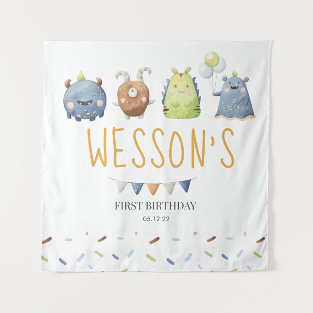 Tapiz Póster de monstruo, cartel de bienvenida de monstr (Anverso)